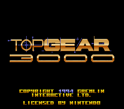 Top Gear 3000 (Europe) Title Screen